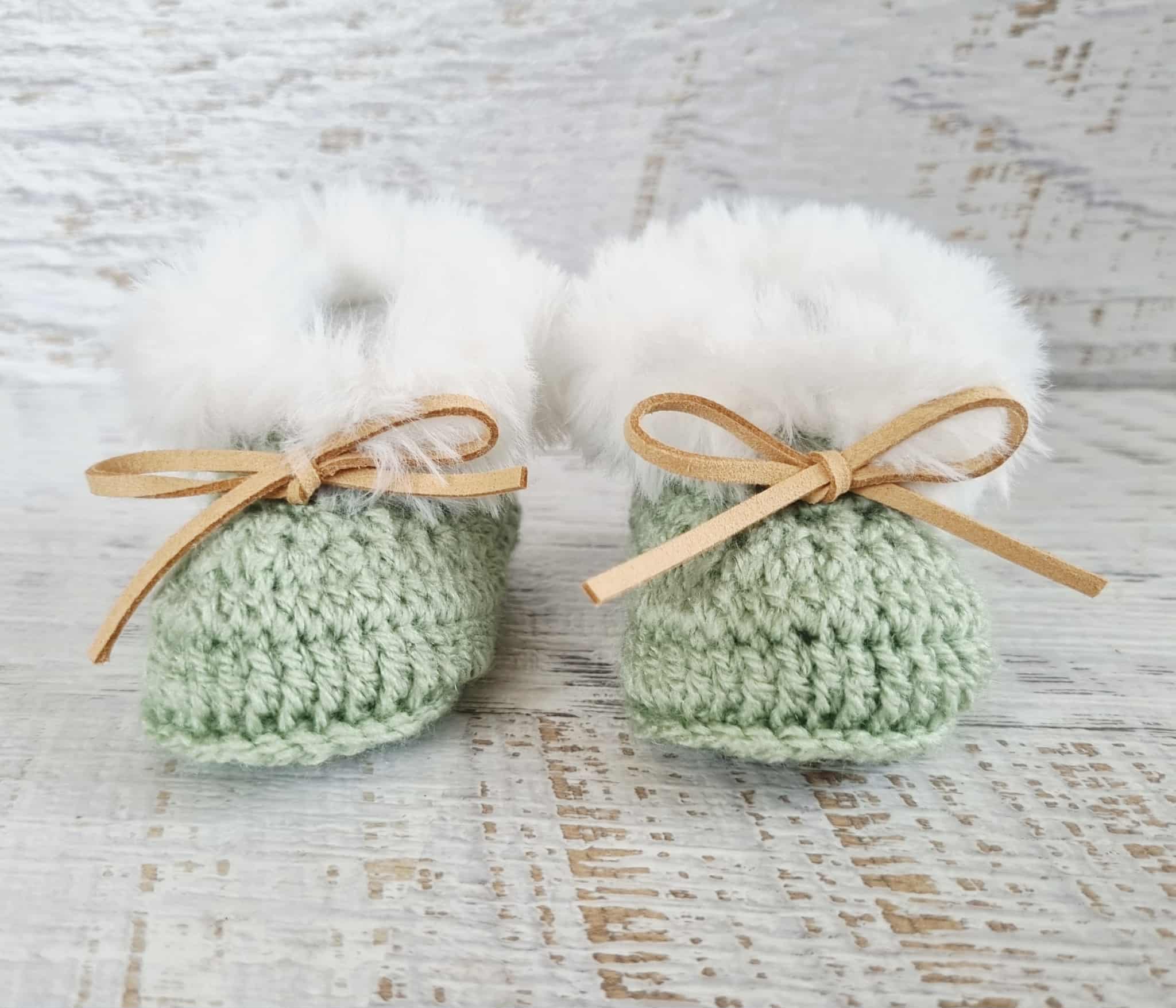 Baby Booties | Fluffy | Sage Green | Newborn | Crochet | Knit | Shoes | Socks