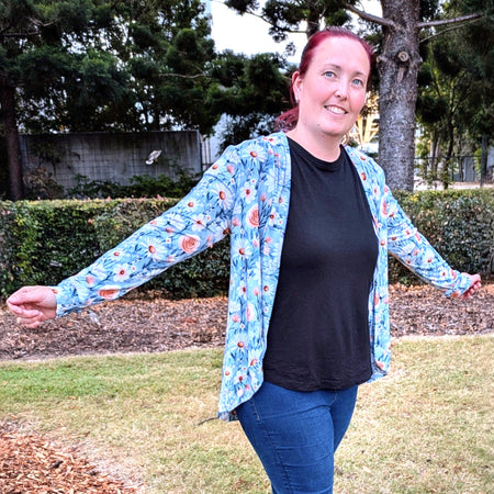 Handmade Ladies Bamboo Cardigan | Daisy and Rose Collection | sizes XS - 3XL