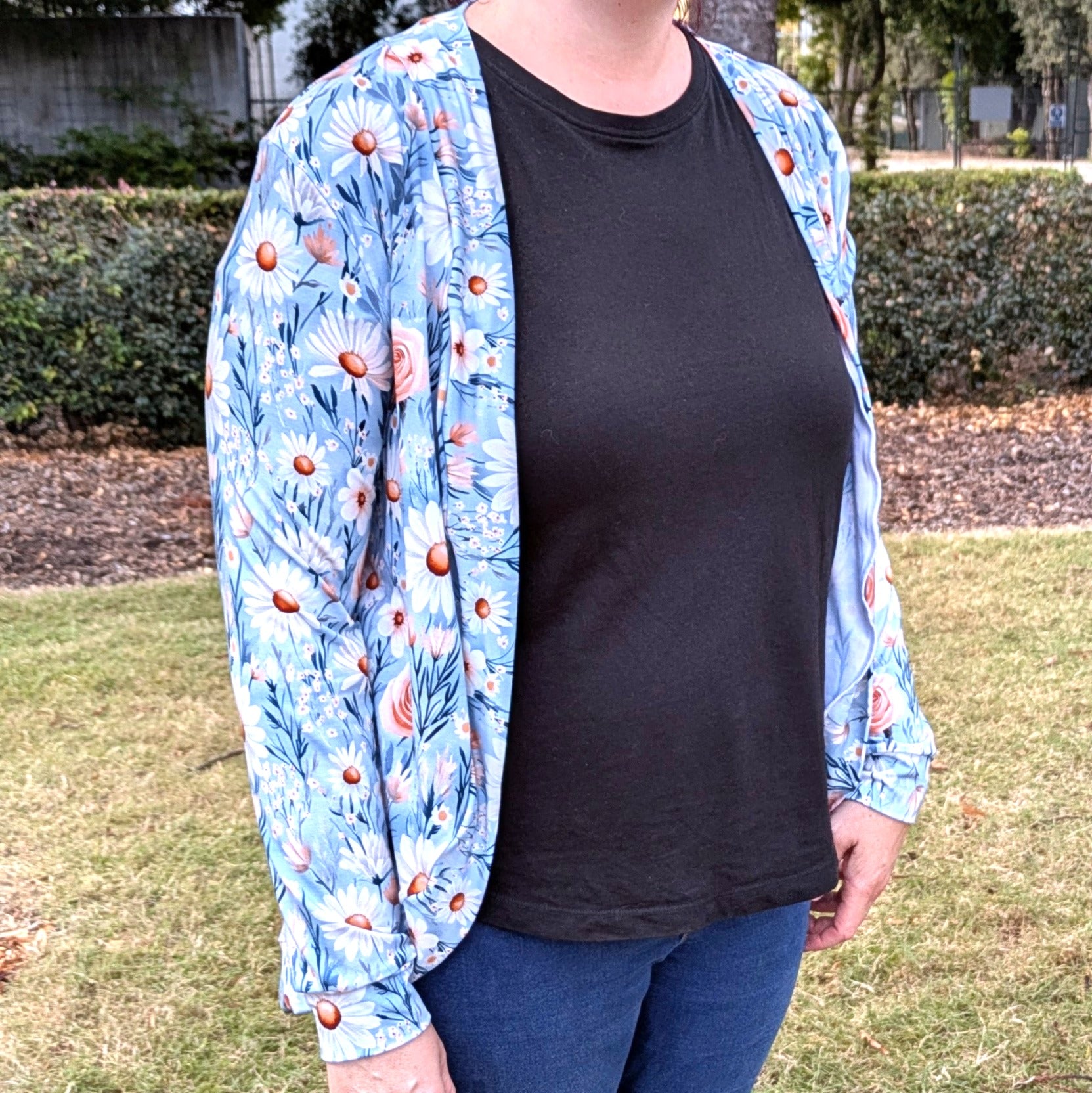 Handmade Ladies Bamboo Cardigan | Daisy and Rose Collection | sizes XS - 3XL