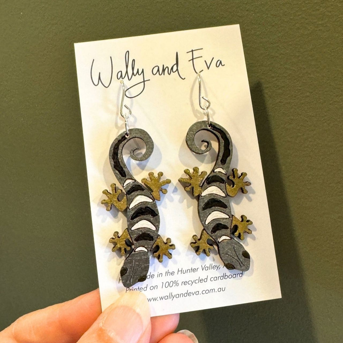 Australian Gecko Hand Painted Earrings