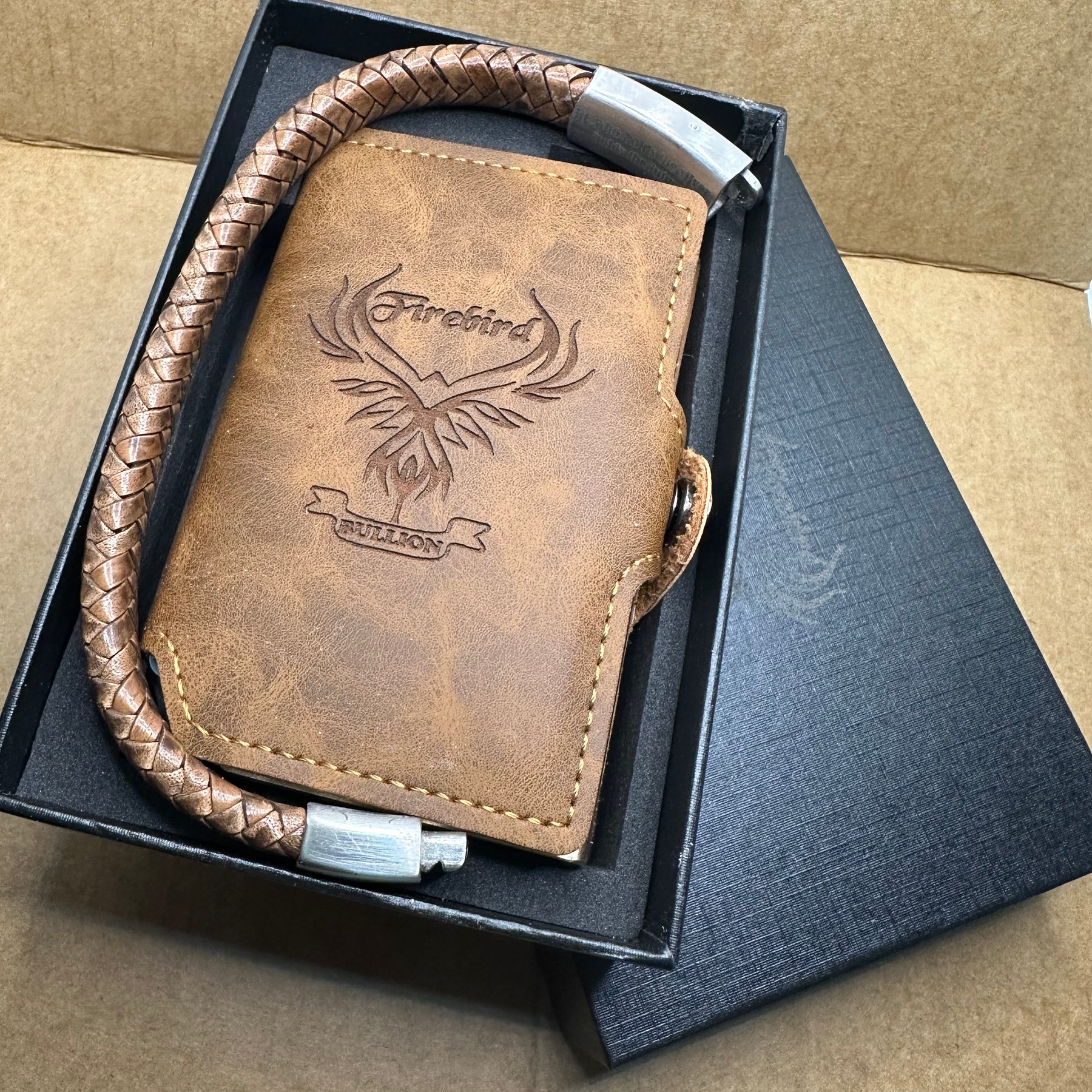 Personalized Leather Wallet & Bracelet Set with Engraving - Unique Gift for Men, Xmas Gift set
