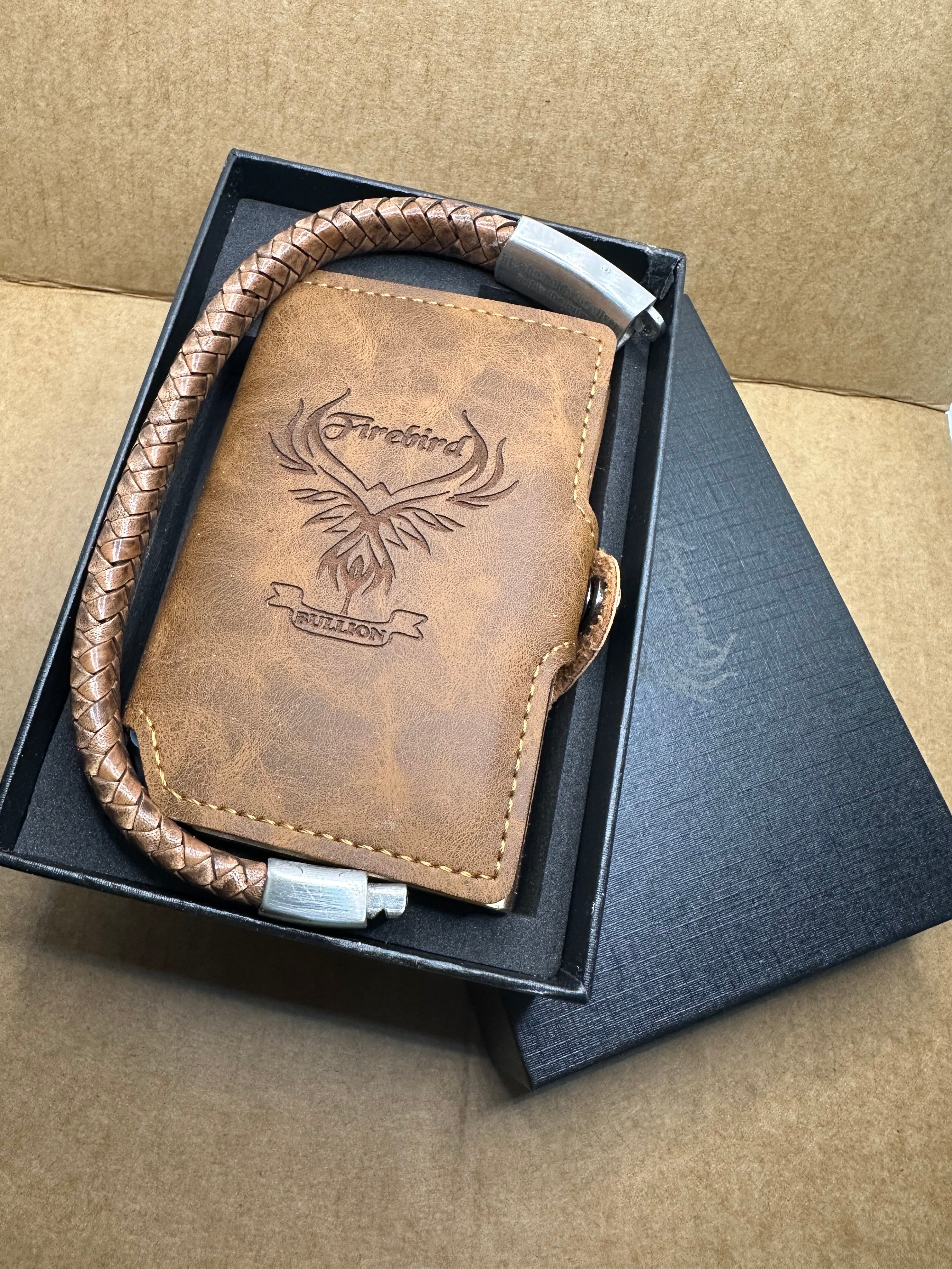 Personalized Leather Wallet & Bracelet Set with Engraving - Unique Gift for Men, Xmas Gift set