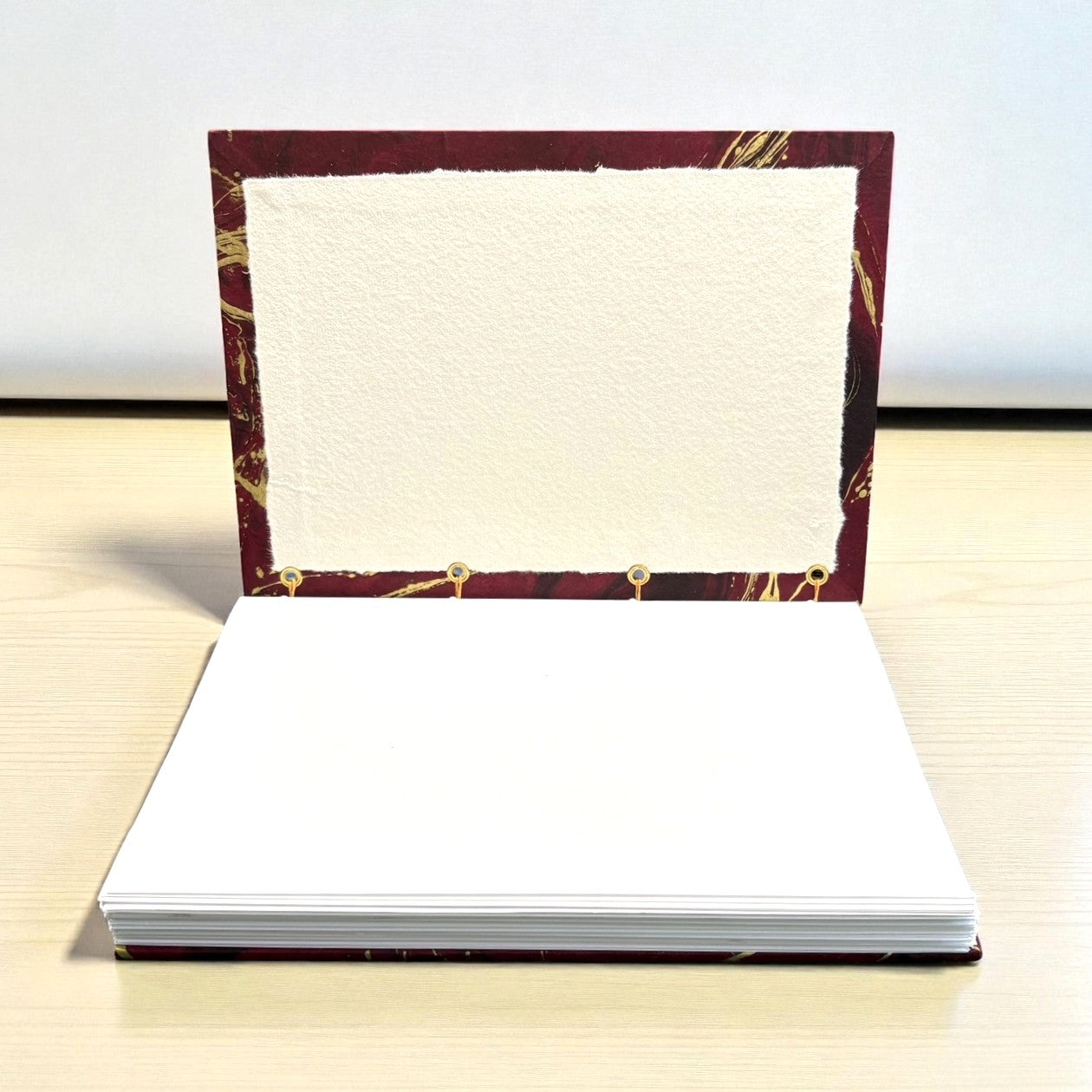 Handmade Lay Flat Coptic Stitch Journal, Marbelled Paper Cover