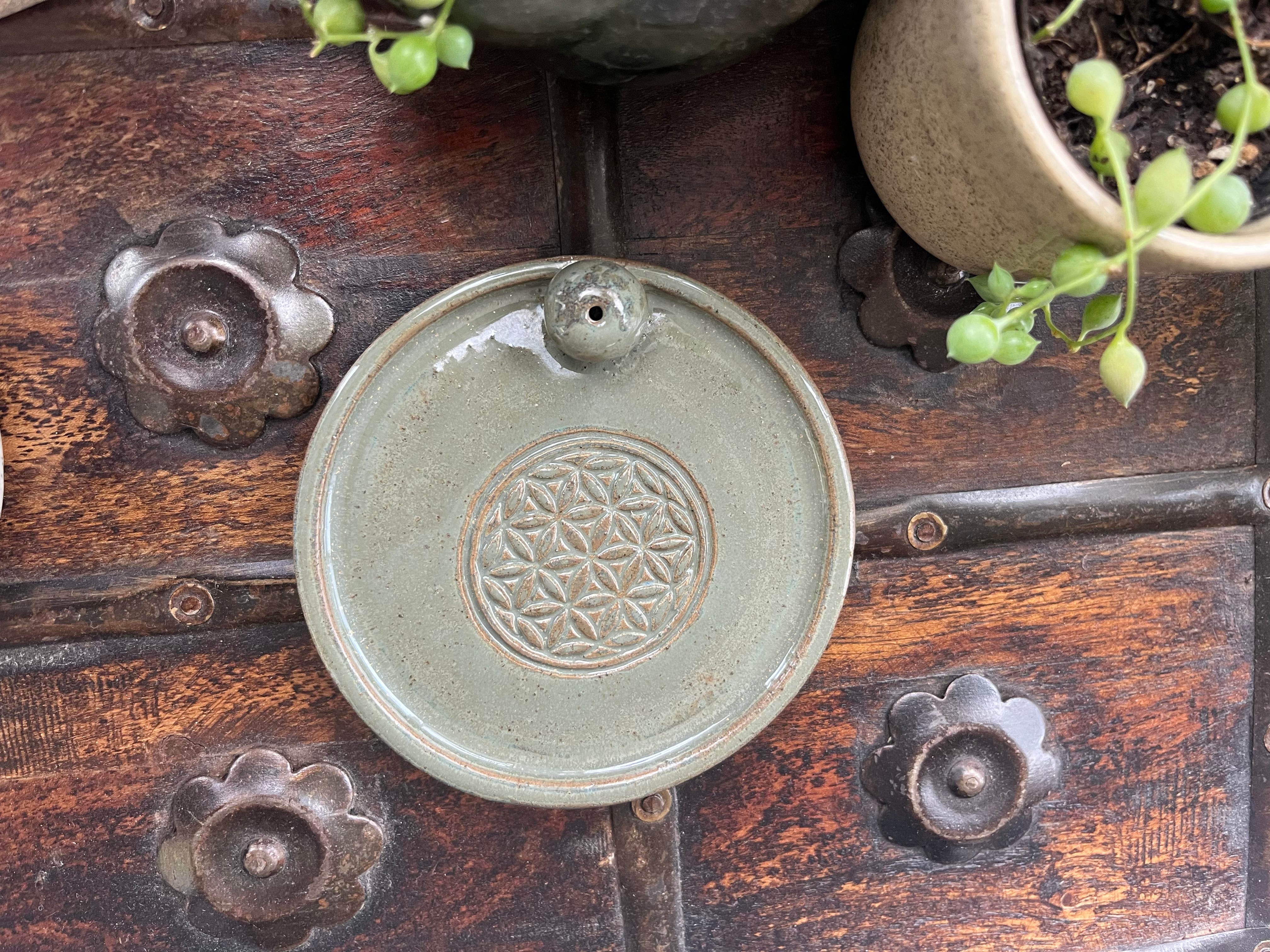 Ceramic Incense Burner –  Flower of Life