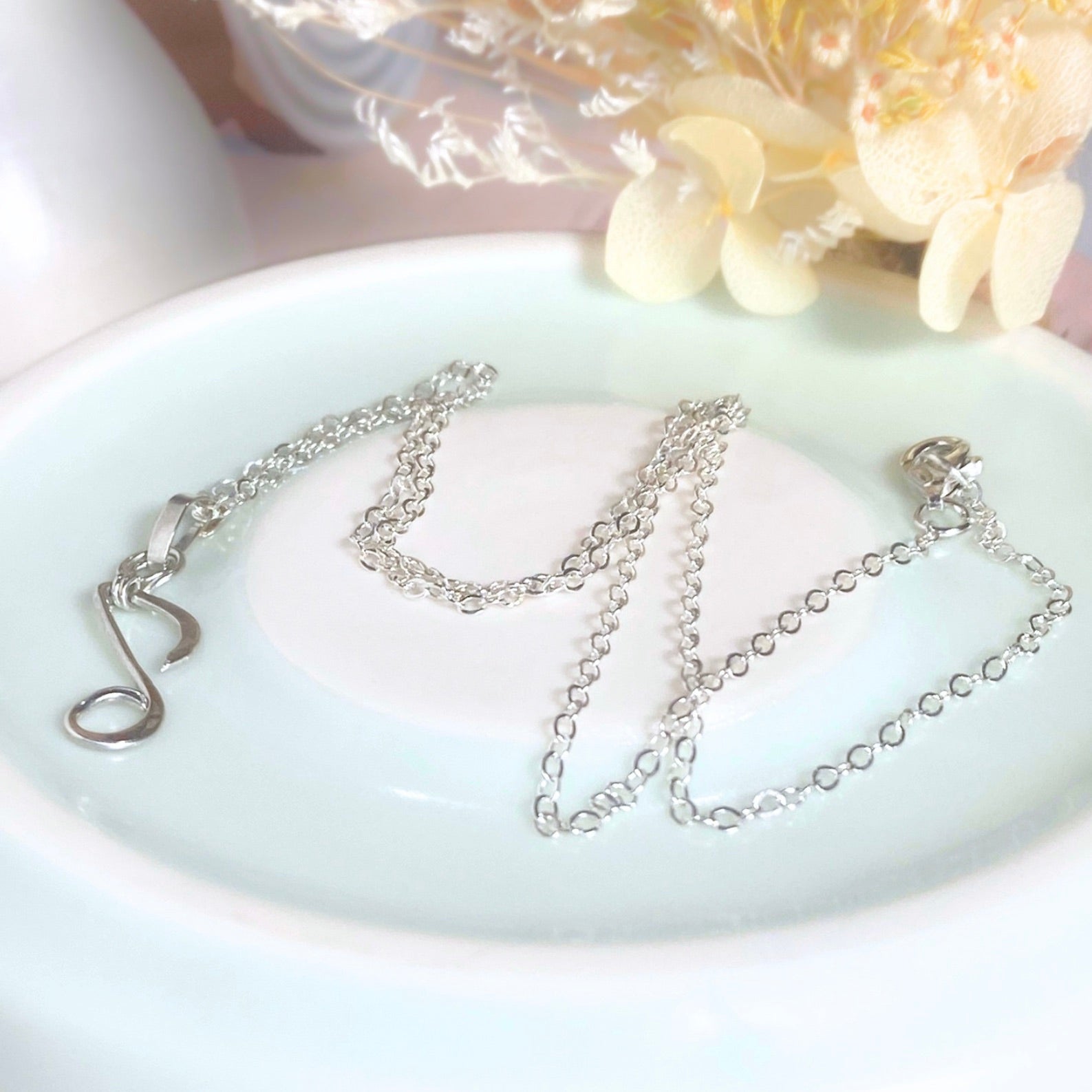Quaver Note Pendant | Sterling silver | Chain necklace | Music-inspired jewellery
