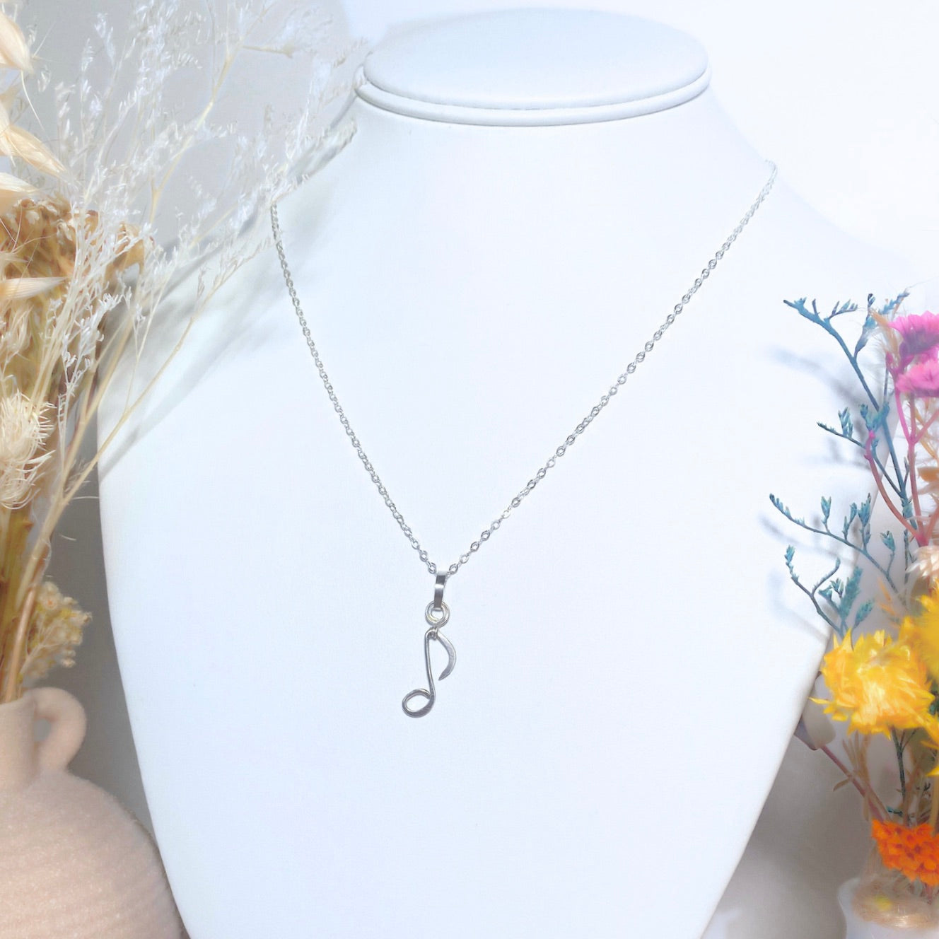 Quaver Note Pendant | Sterling silver | Chain necklace | Music-inspired jewellery