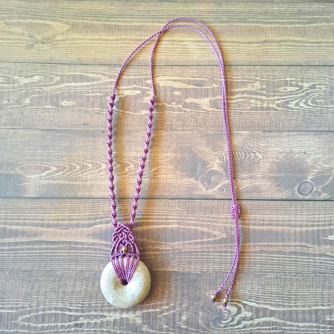 Coral Jasper Micro Macramé Necklace