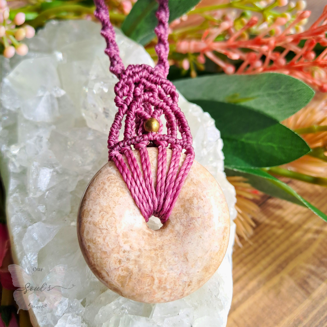 Coral Jasper Micro Macramé Necklace