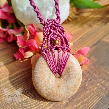 Coral Jasper Micro Macramé Necklace