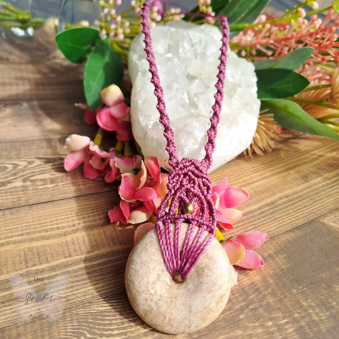 Coral Jasper Micro Macramé Necklace