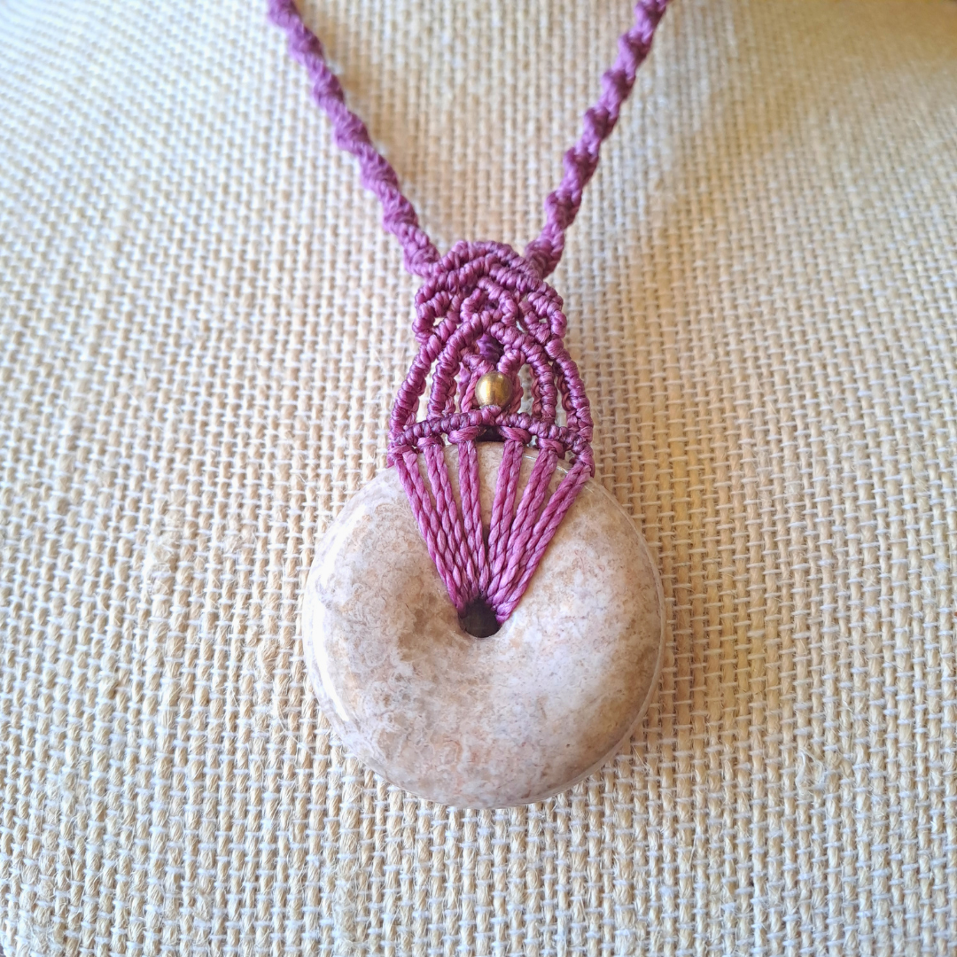 Coral Jasper Micro Macramé Necklace