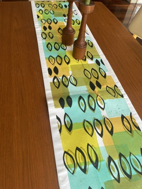 Table runner - Turquoise gold and black peaks