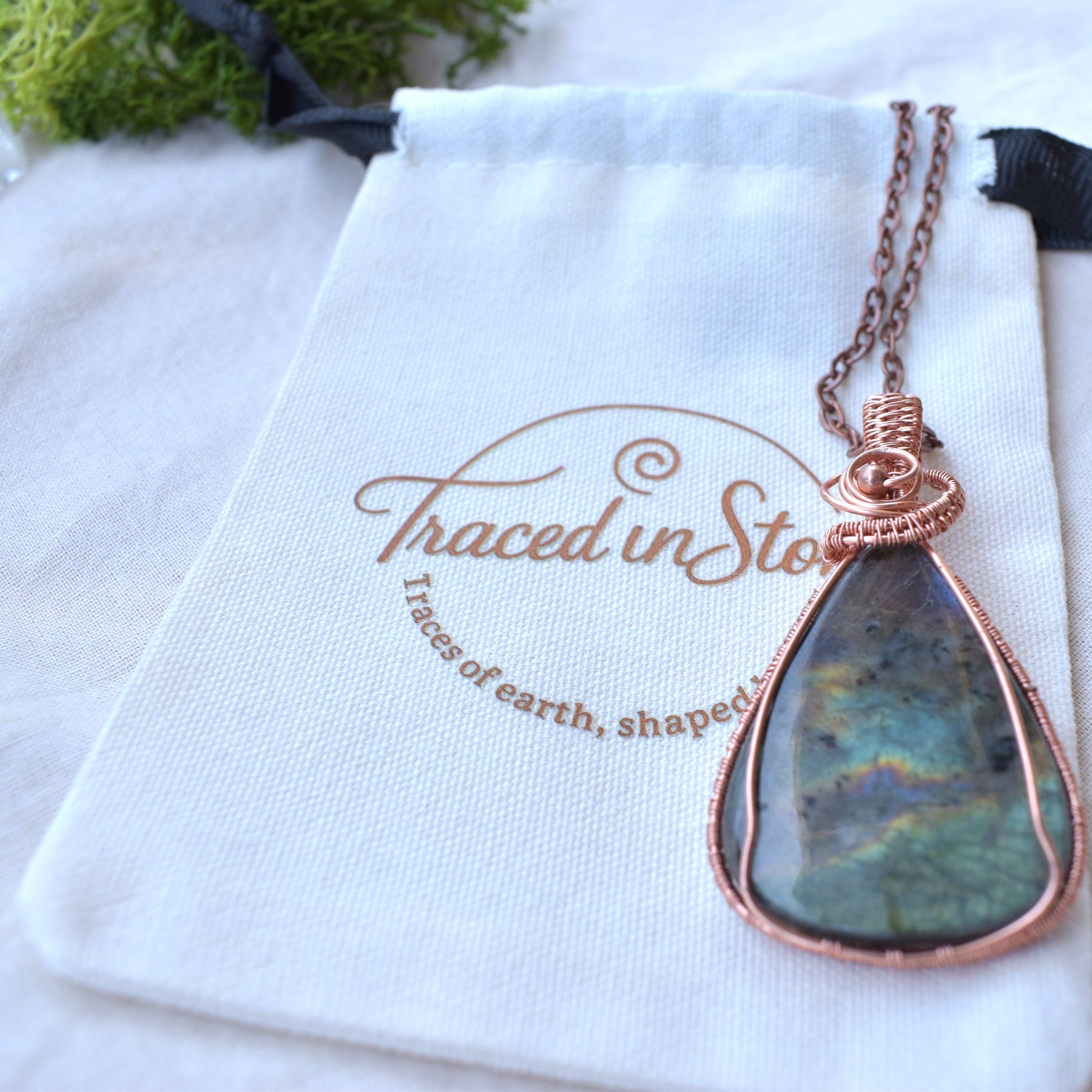 Sky Fall – Madagascan Labradorite Copper Wire Wrapped Pendant