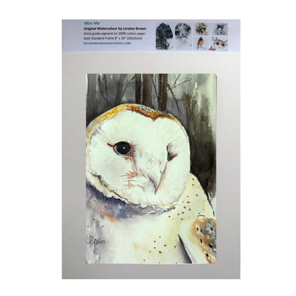 Mini Me #192 Barn Owl Original Watercolour