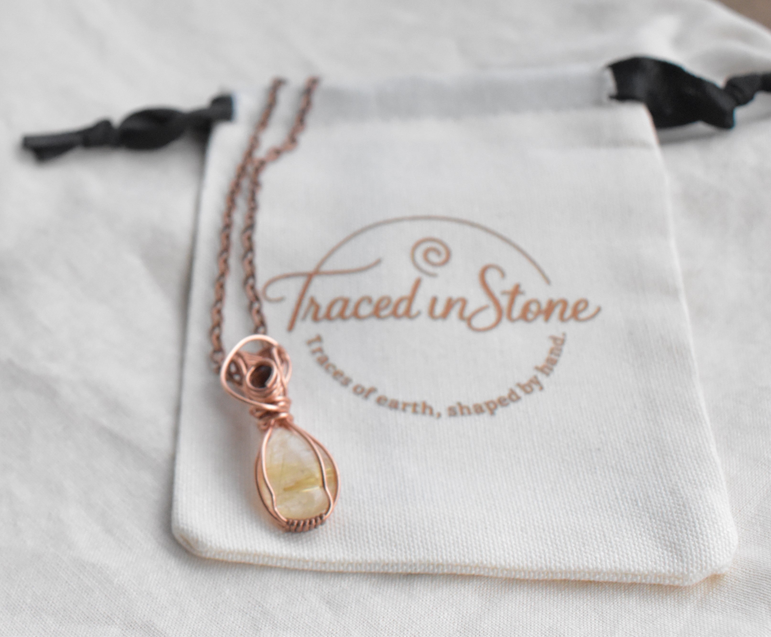 Gilded Threads - Handcrafted Golden Rutile & Smoky Quartz Pendant