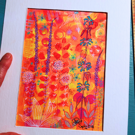 Original Hand Painted Art: Golden Garden