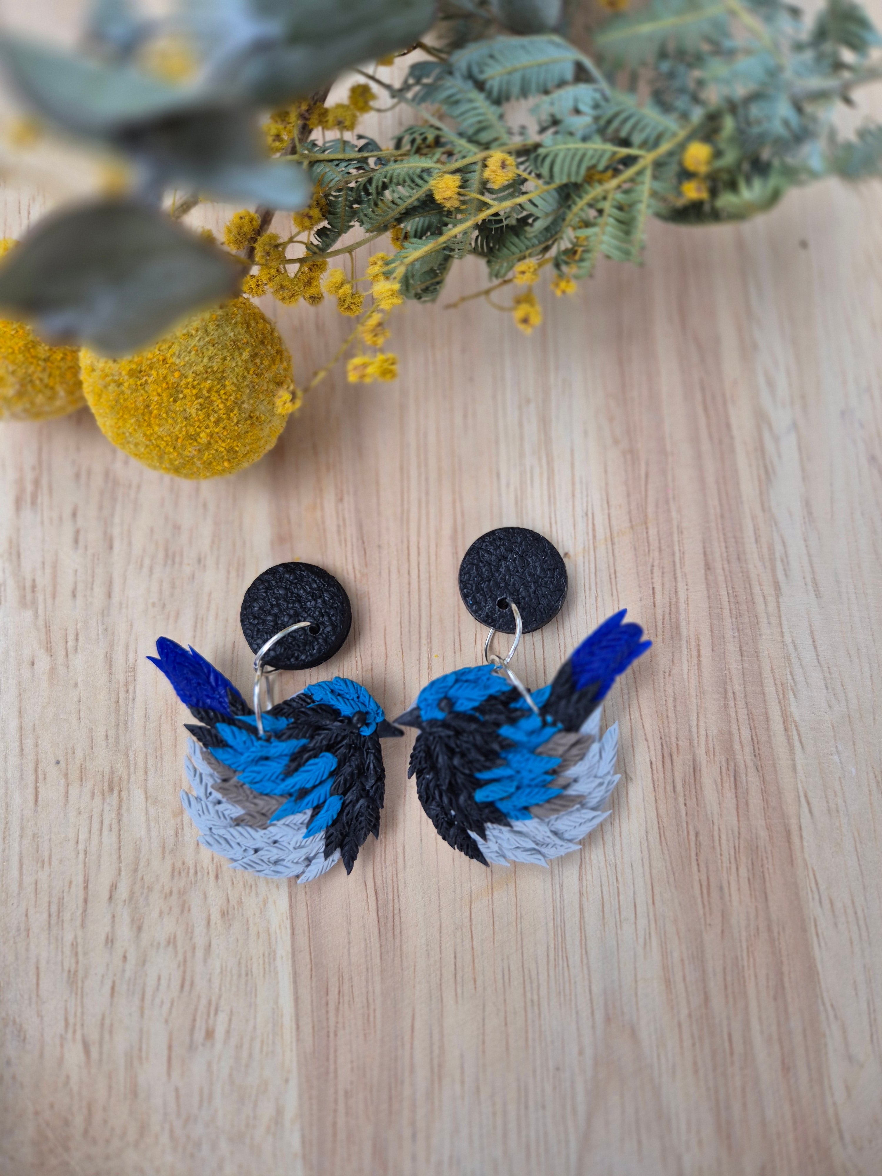 Billy Blue Wren Dangle Earrings (2 sizes available)