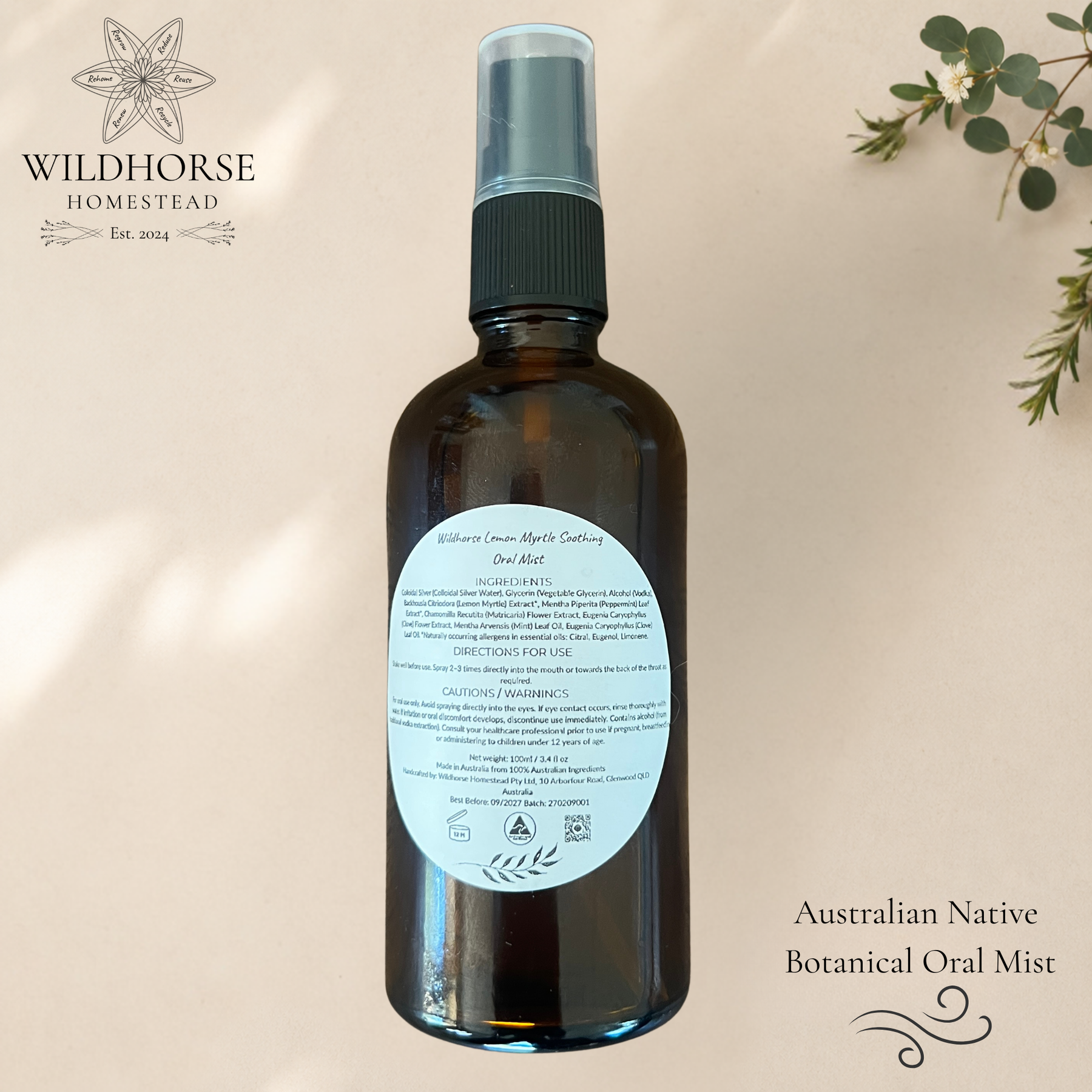 Wildhorse Lemon Myrtle Soothing Oral Mist