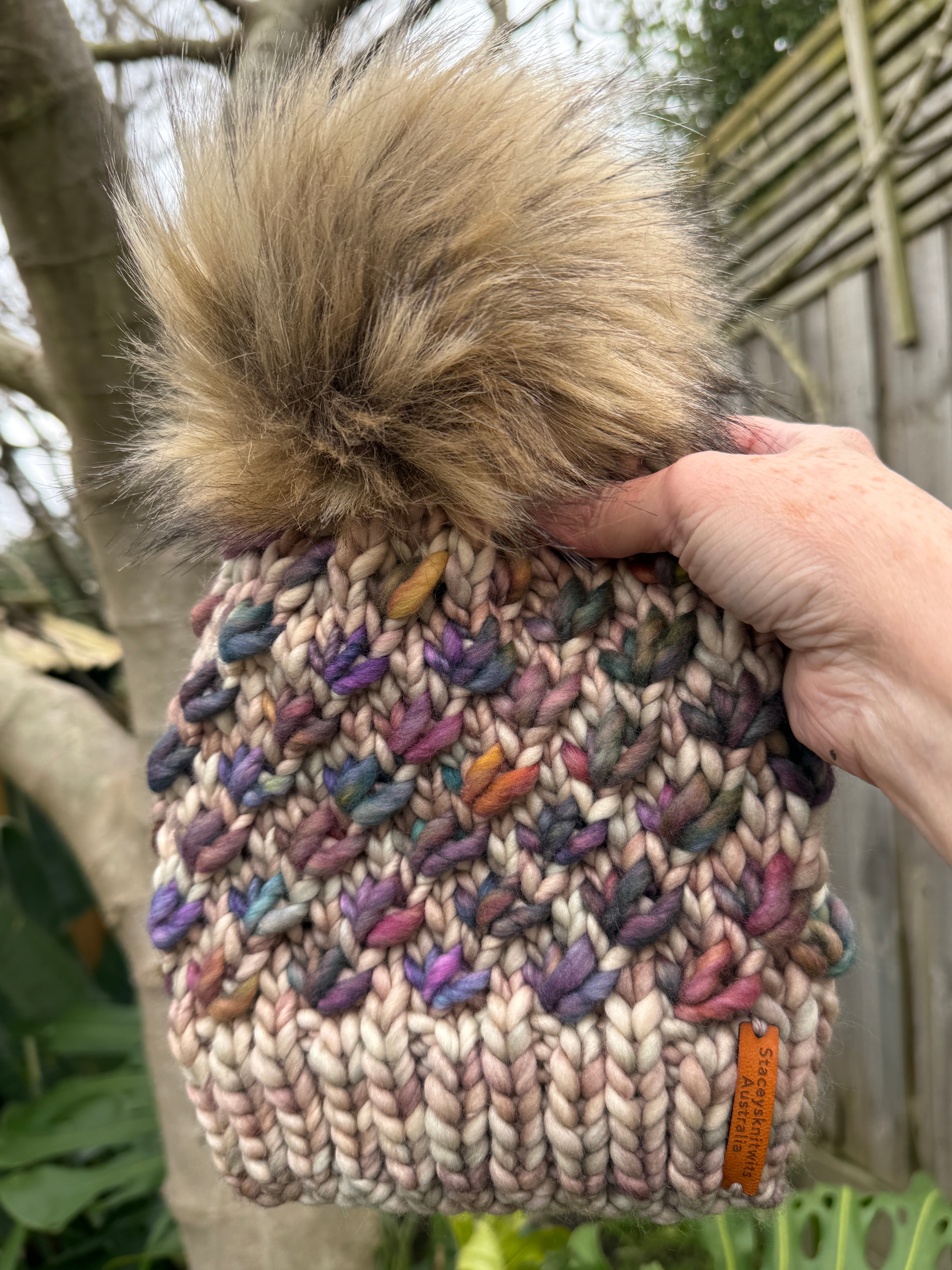 Hand Knitted Merino Beanie, Luxurious PomPom Beanie
