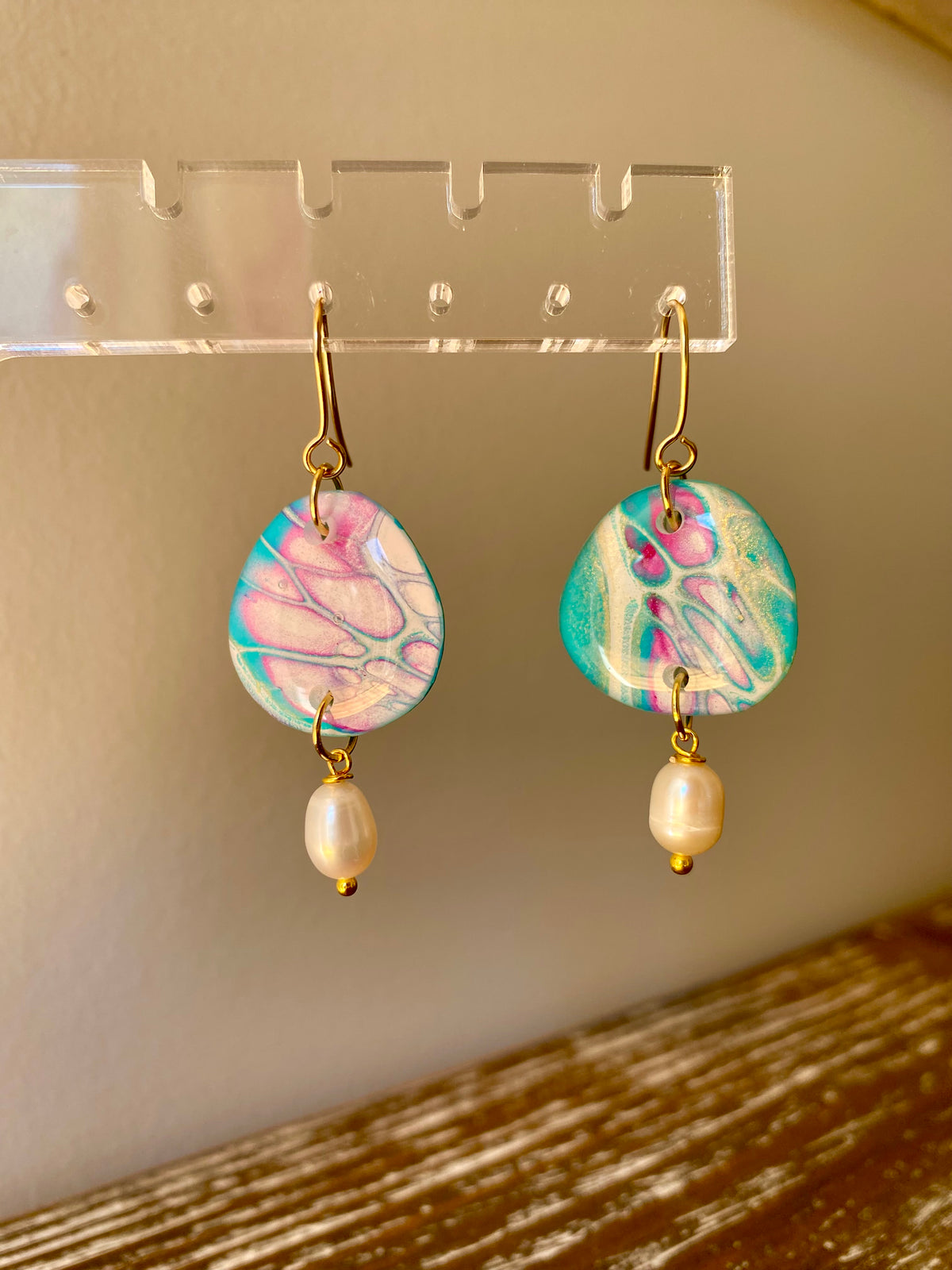 Artisan Freshwater Pearls and Art Earrings