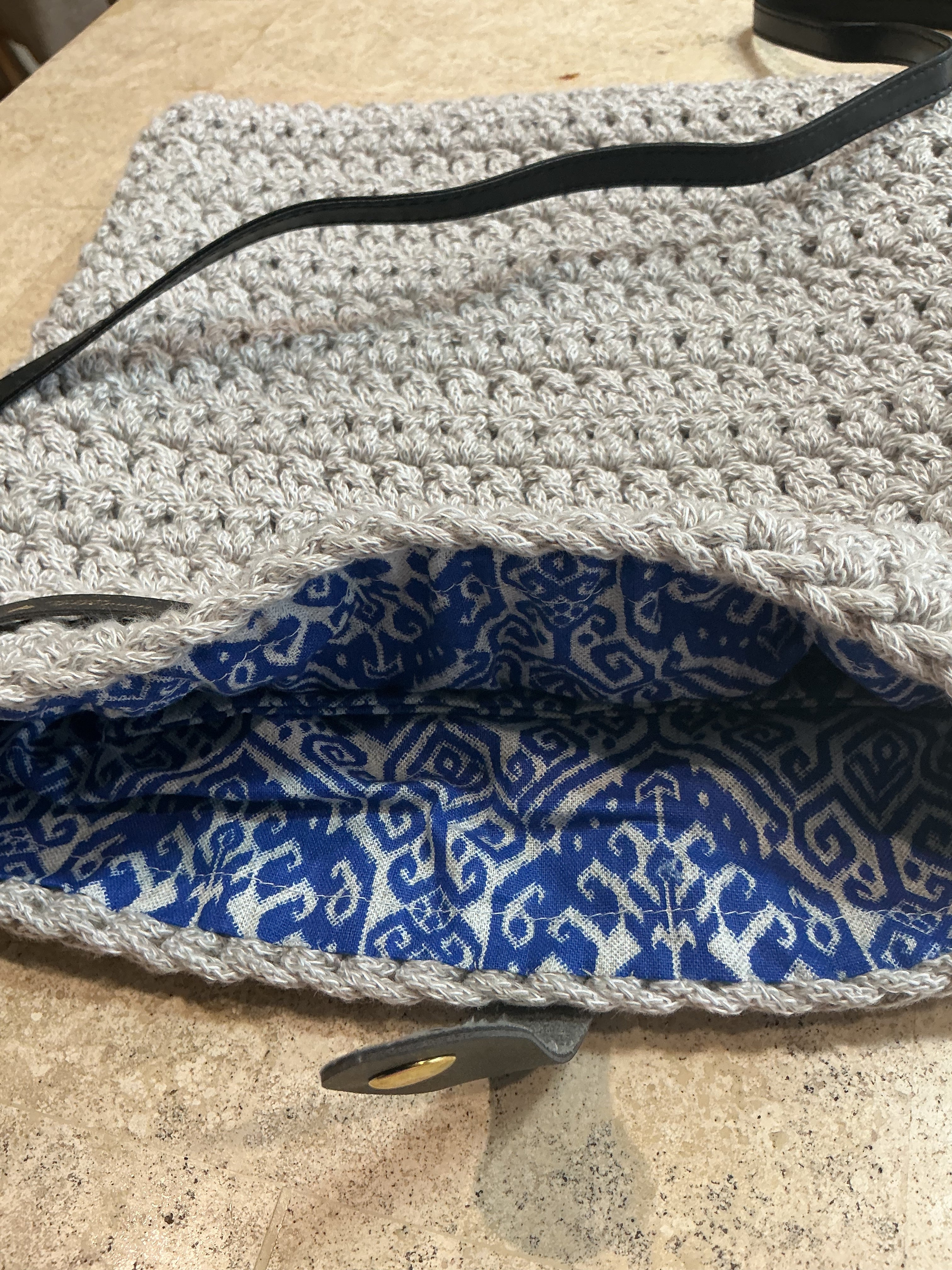 Crossover body  /shoulder, crochet bag, cotton