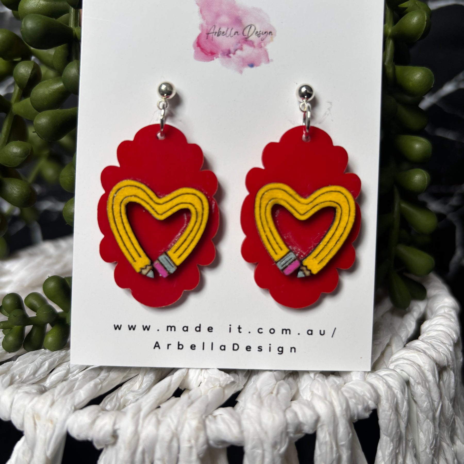 Teacher pencil earrings