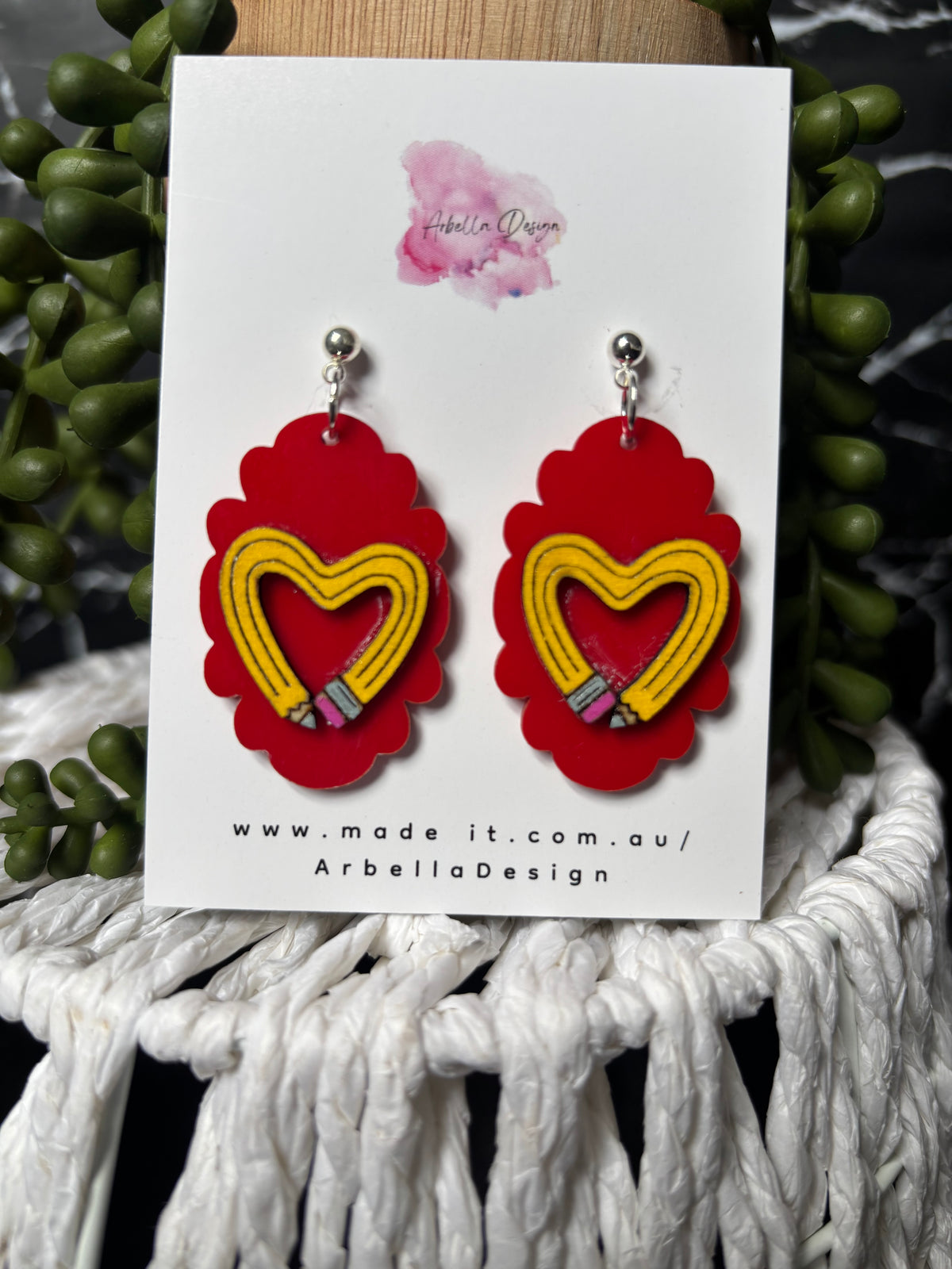 Teacher pencil earrings