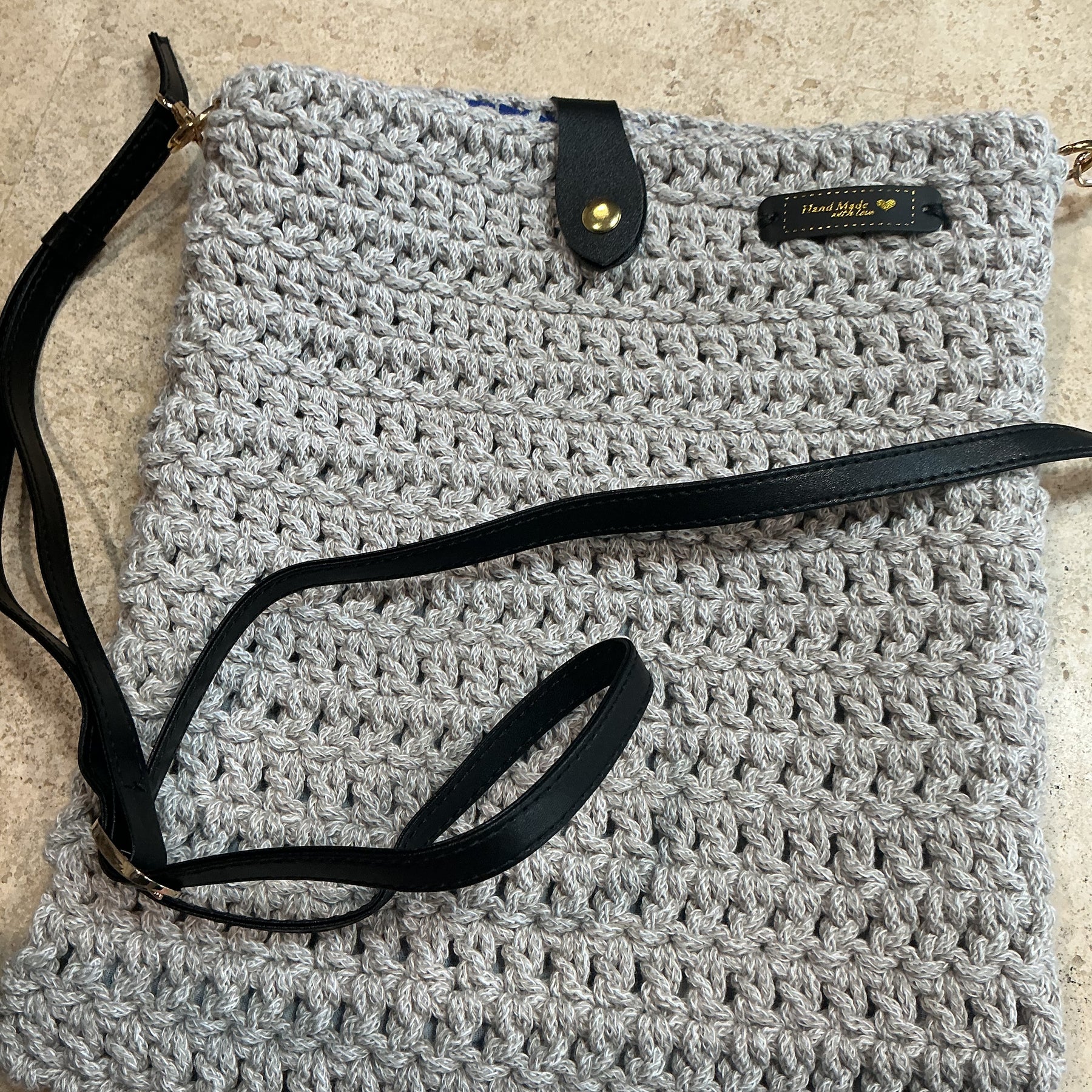 Crossover body  /shoulder, crochet bag, cotton