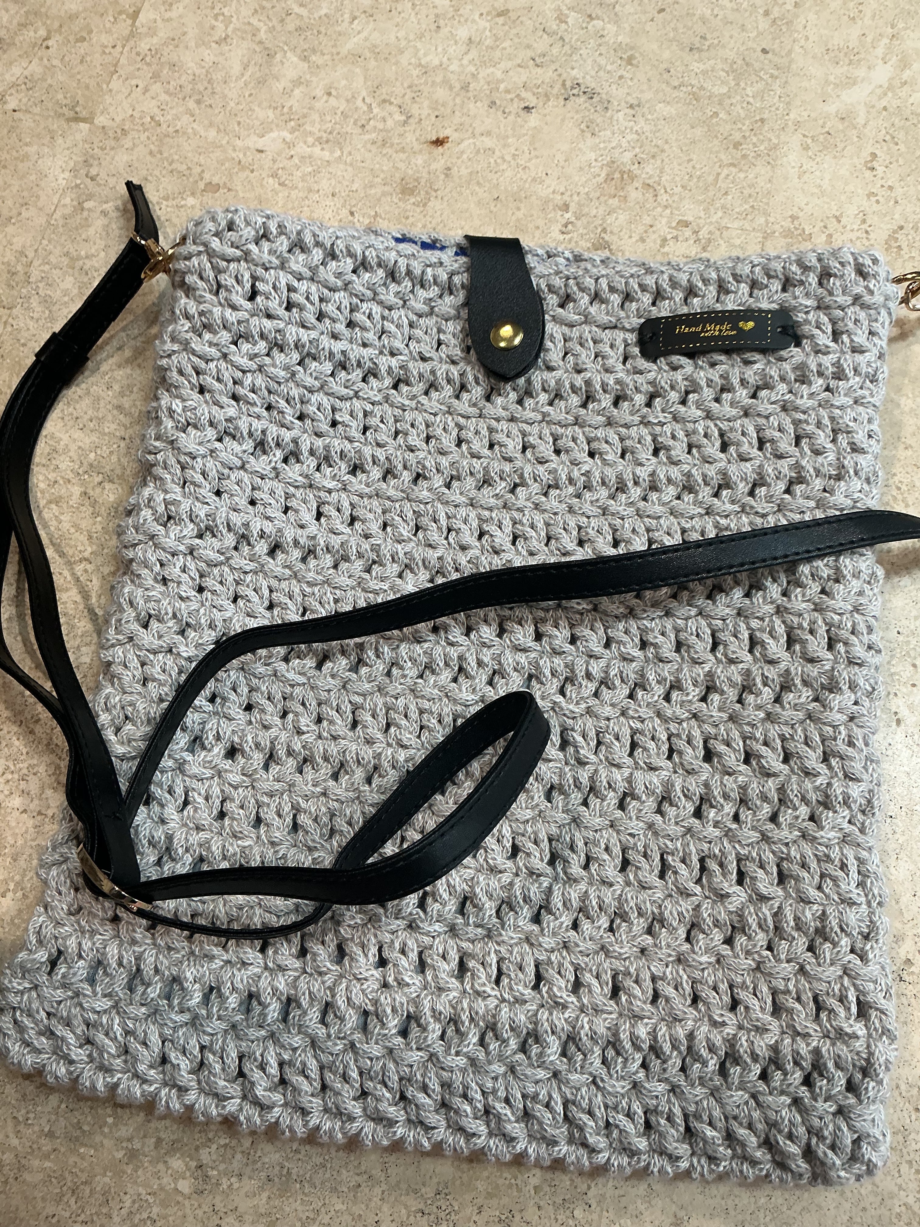 Crossover body  /shoulder, crochet bag, cotton