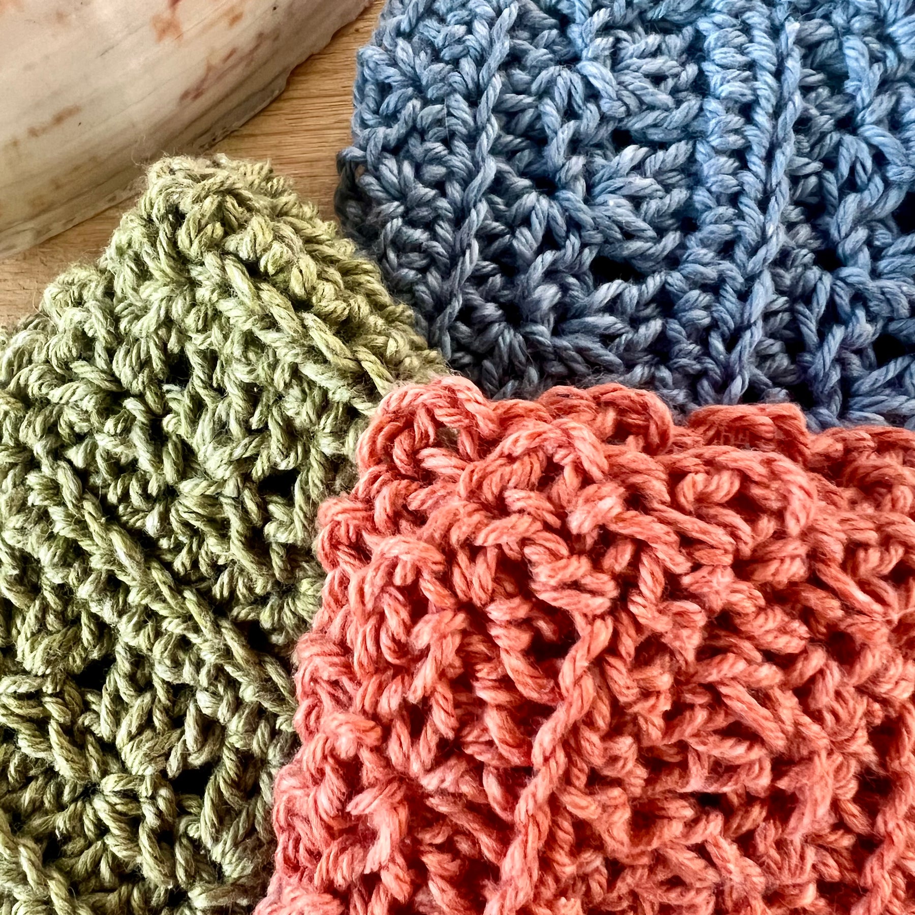 Crochet Washcloths Set of 3 Handmade Cotton Face Cloths  Eco Gift