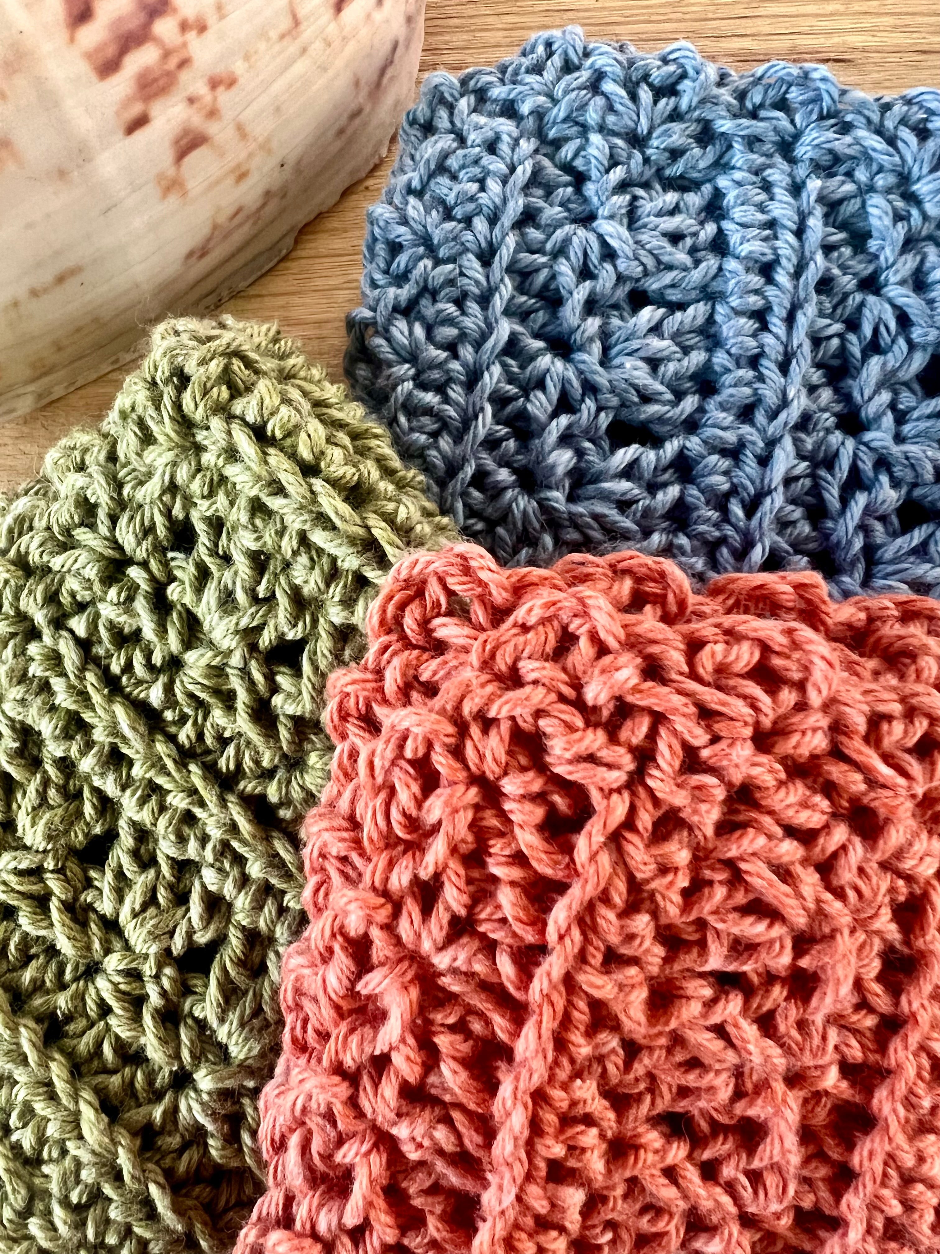 Crochet Washcloths Set of 3 Handmade Cotton Face Cloths  Eco Gift