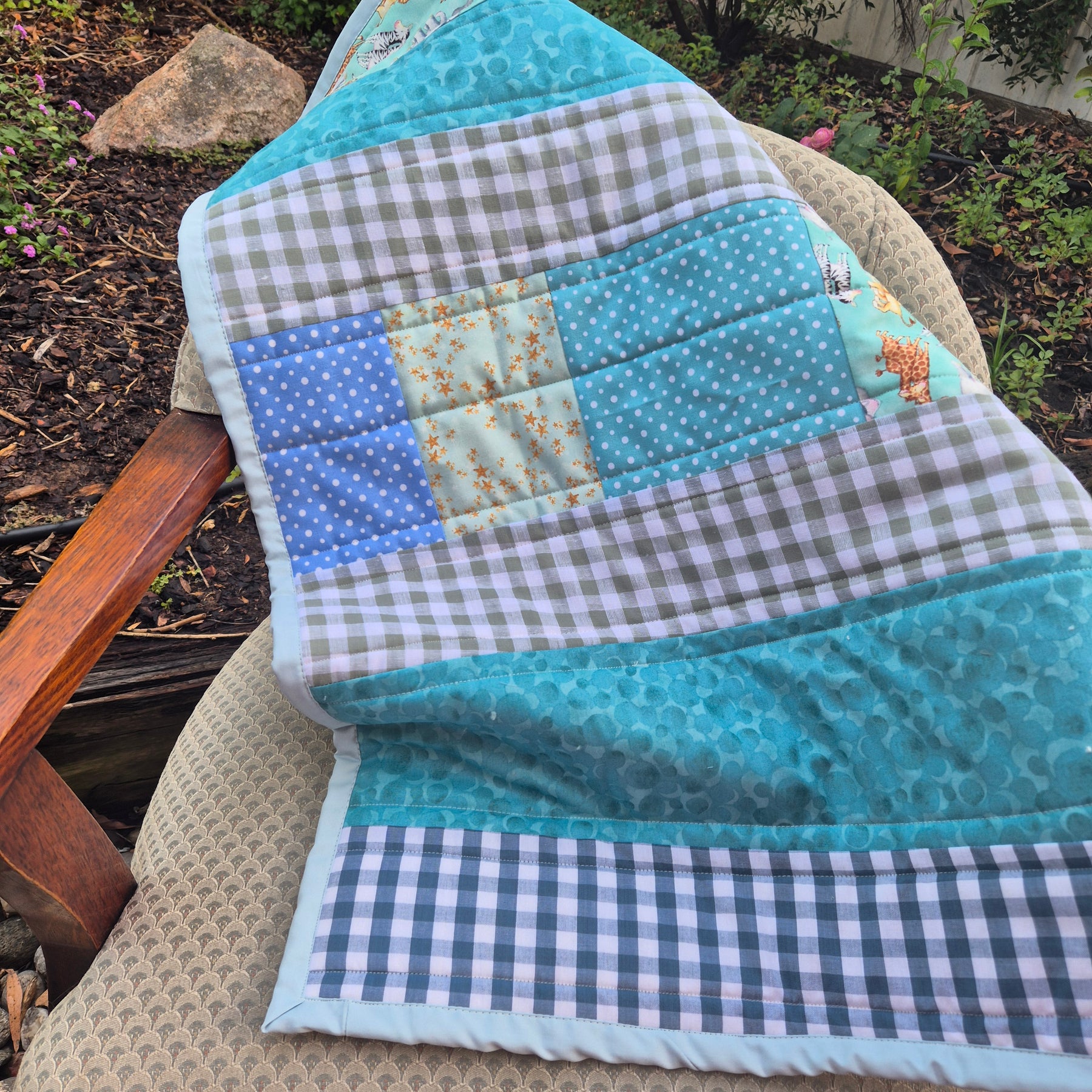 Pram Quilts, gender neutral tones, mint and sage