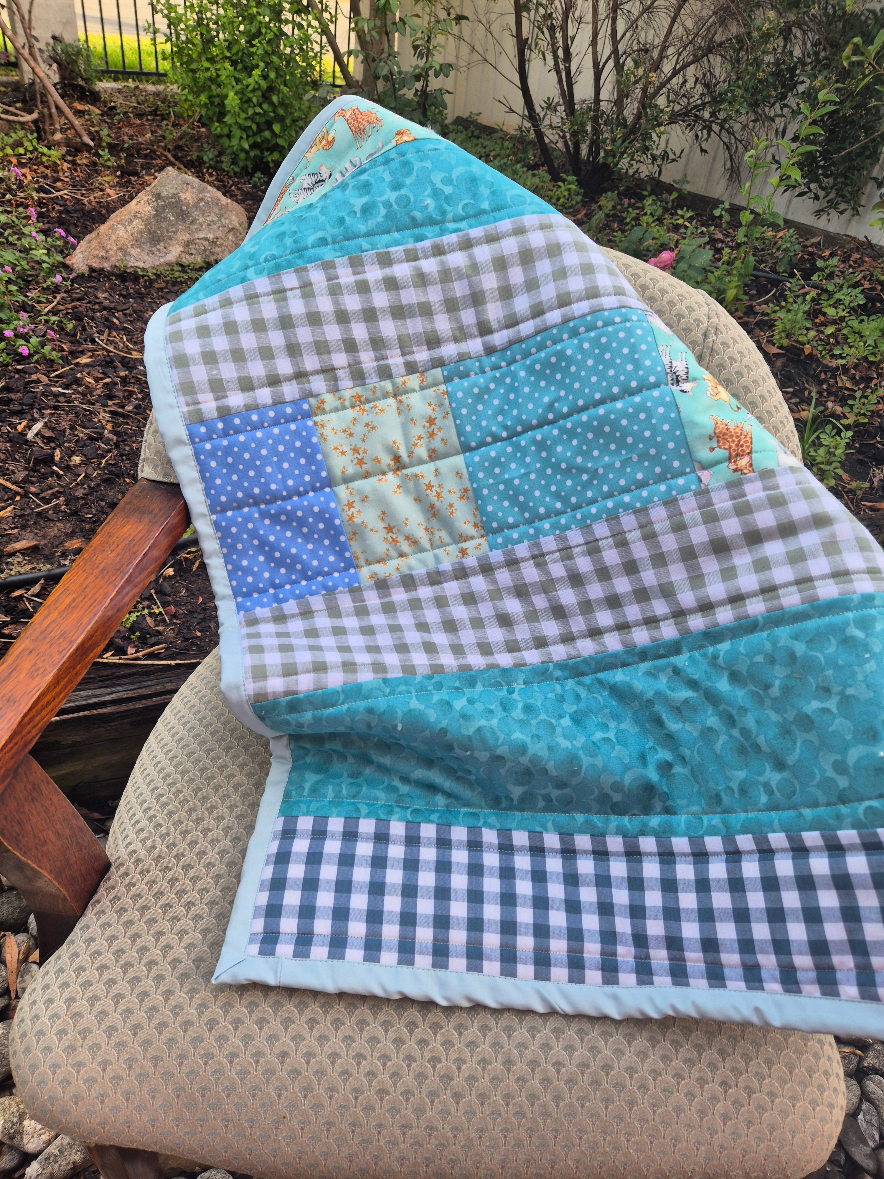 Pram Quilts, gender neutral tones, mint and sage