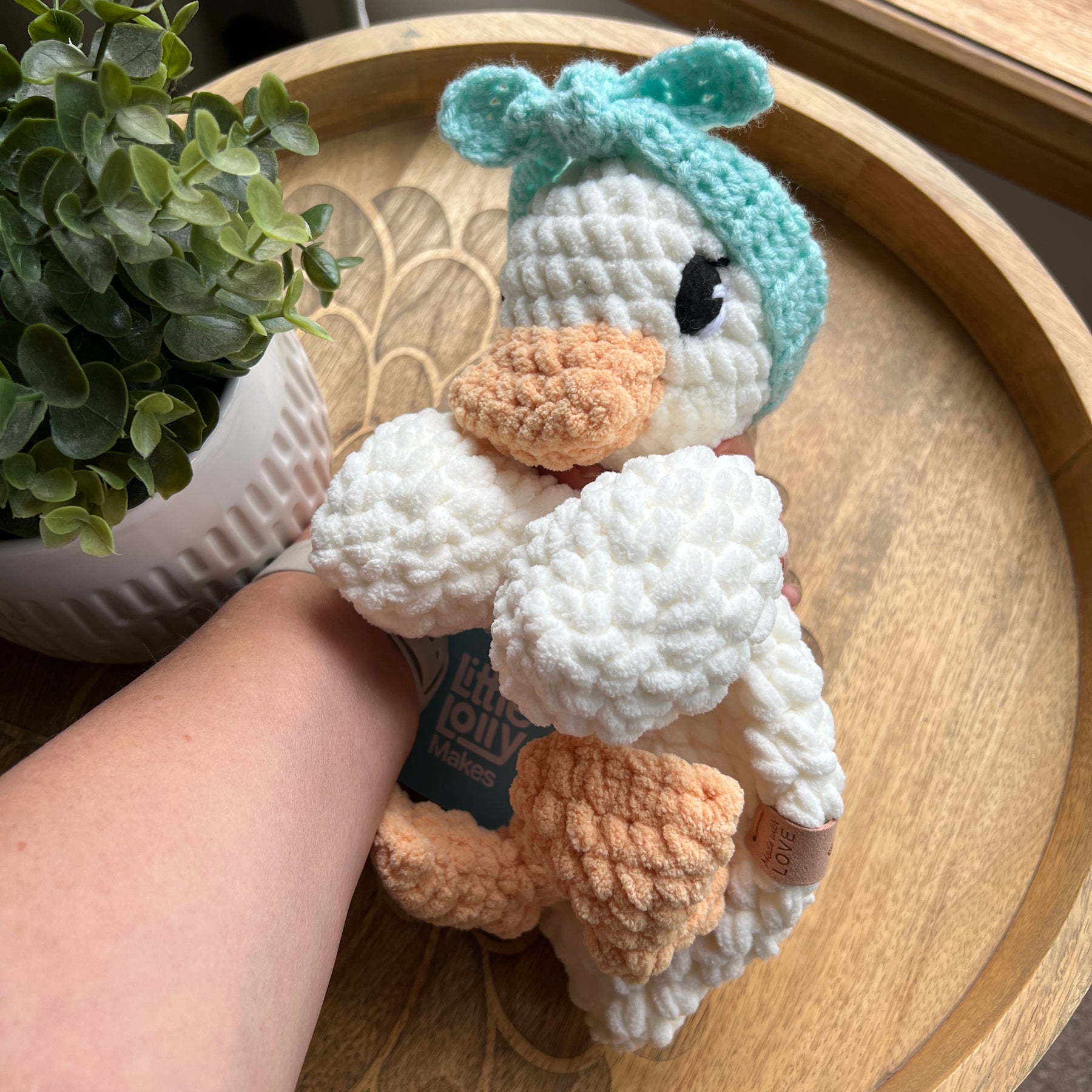 Handmade Modern crochet Della Duck Lovey MADE TO ORDER
