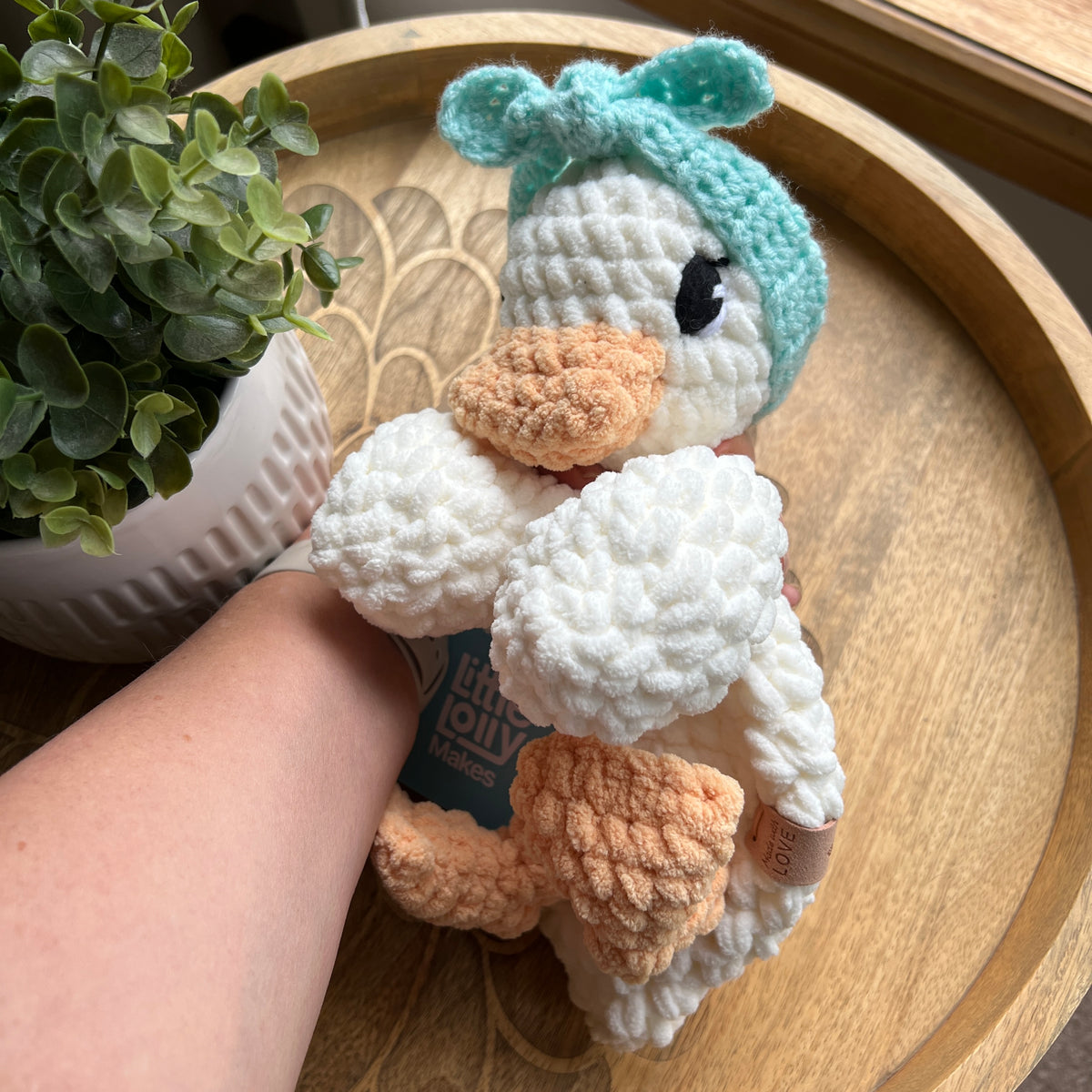 Handmade Modern crochet Della Duck Lovey MADE TO ORDER