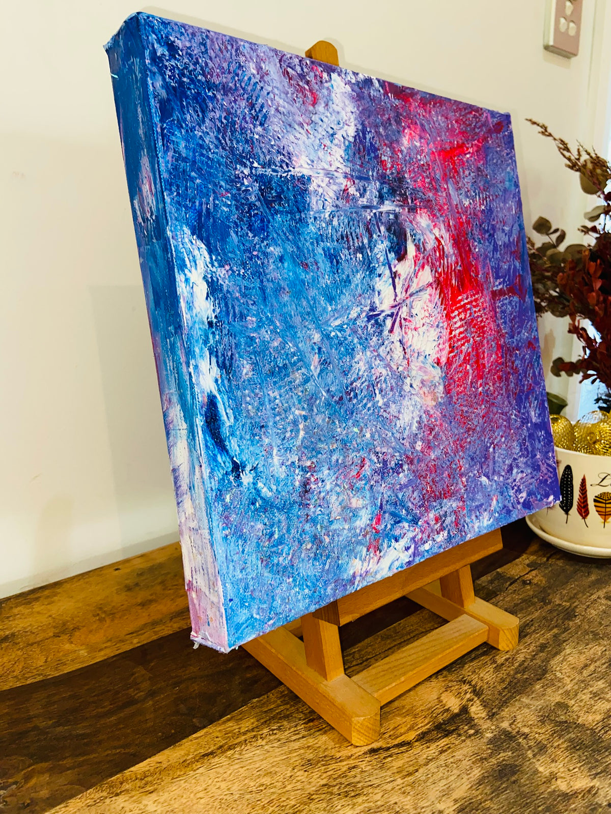 3D Abstract Acrylic Canvas Painting: Colorful Wall Art by Margo Humphries (30.5x30.5cm)