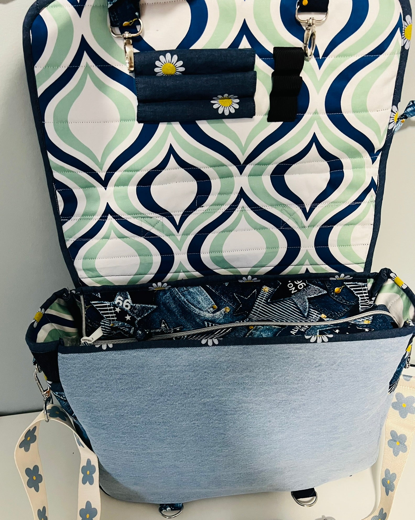 Upcycled Denim Messenger/Computer Bag