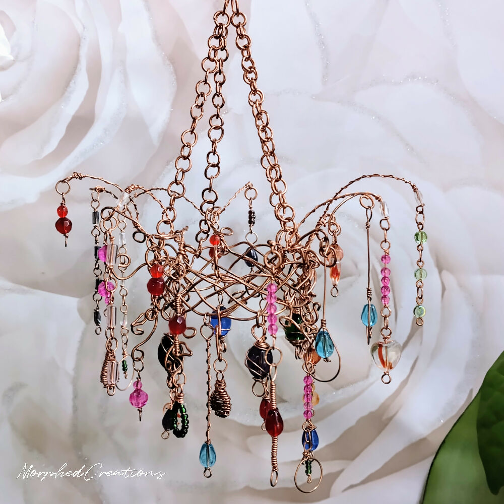 whimsy natural copper beaded suncatcher multi-coloured glass bead 3