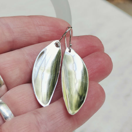 Sterling Silver Spoon Bowl Earrings – High-Shine Elegance