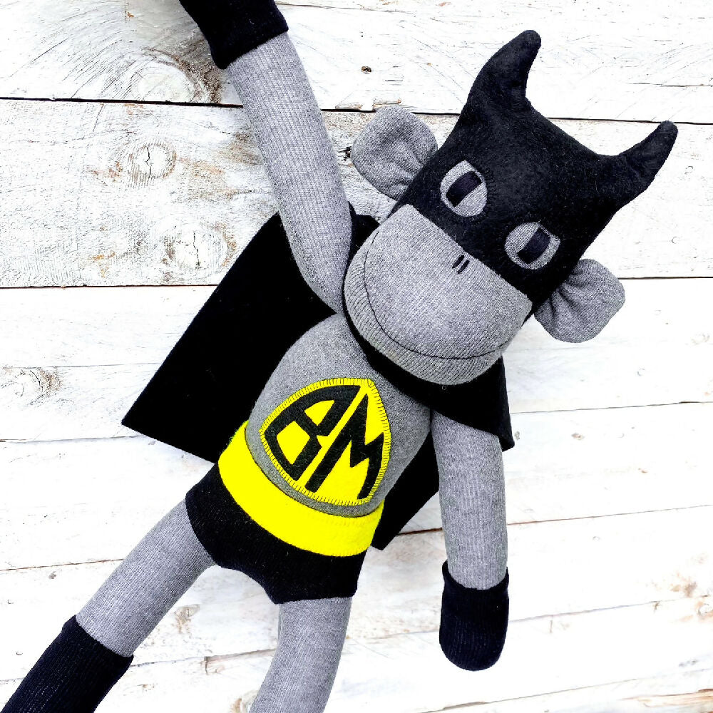 Batmonkey new-sock monkey-superhero-soft toy-6