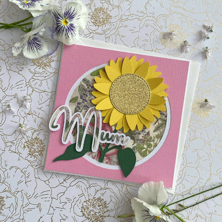 Floral birthday card, Mother's day card. Sunflower, daisy.