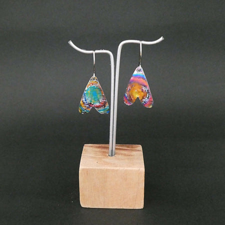 Multi colour printed anodised aluminium earrings