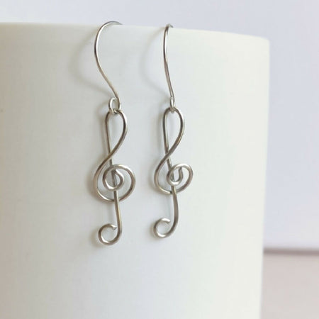 Simply treble clef dangle earrings in stainless steel