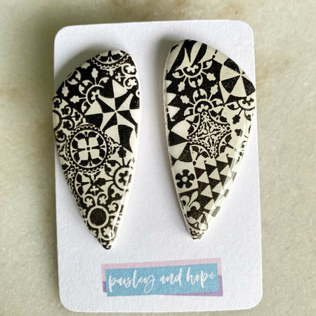 Polymer Clay Large Statement Studs - Aztec