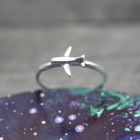 Aeroplane Ring - Handmade Sterling Silver Tiny Plane Ring