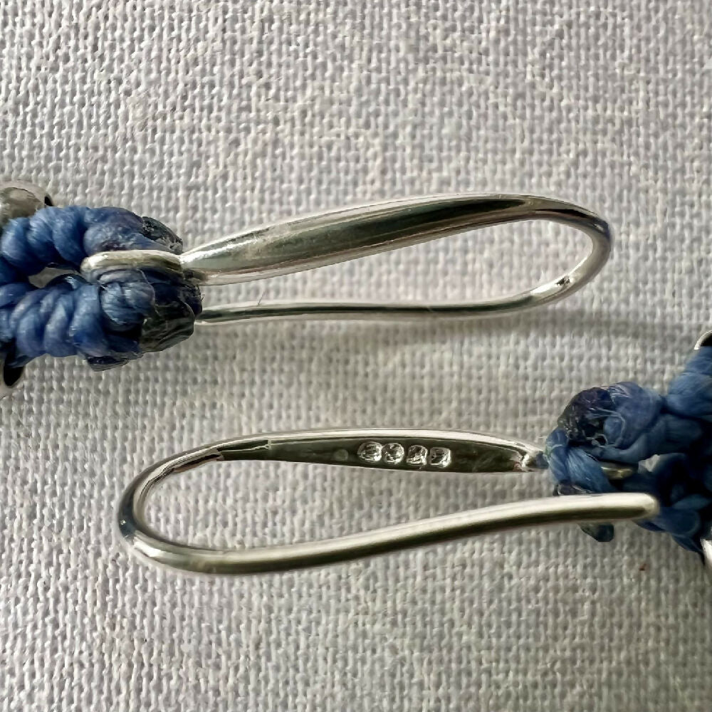 SOLD OUT Lapis Lazuli & Moonstone Macrame Earrings +Free Microfibre Pouch