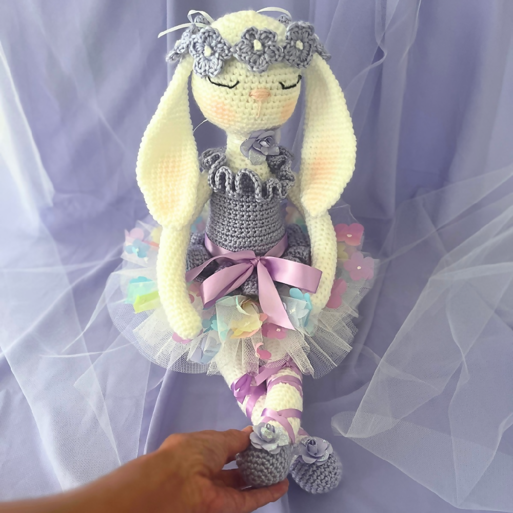 Crochet Bunny Ballerina Soft Doll, Crochet Bunny Doll