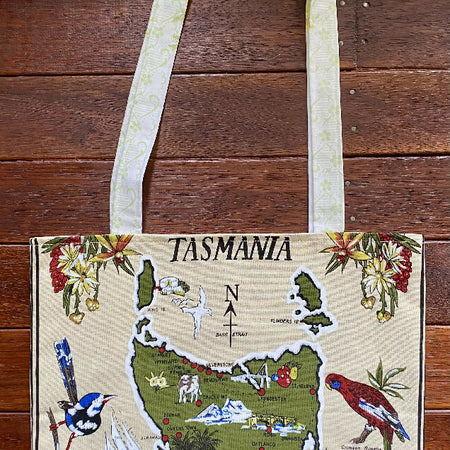 Vintage/Retro Souvenir Linen Tea Towel Tote Bag - Tasmania