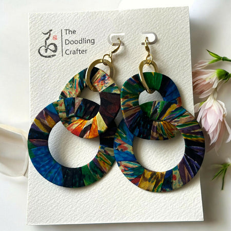 Large Christmas Silk Hoop Earrings with Hypoallergenic Hooks