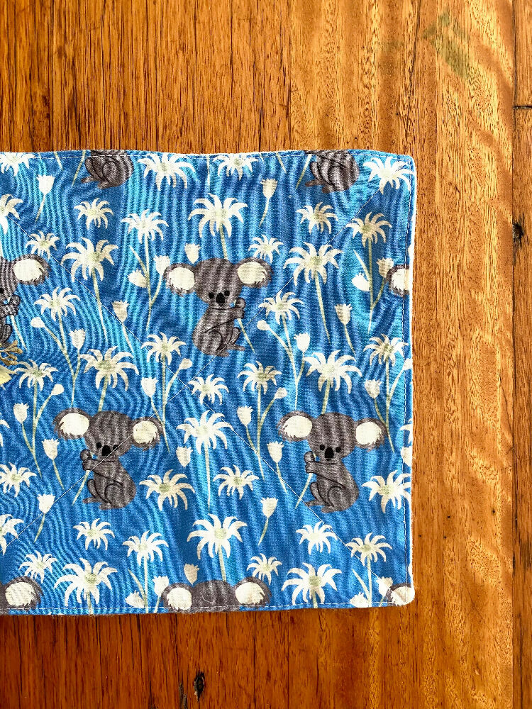 wash cloth - blue koalas / organic cotton hemp fleece / baby toddler child